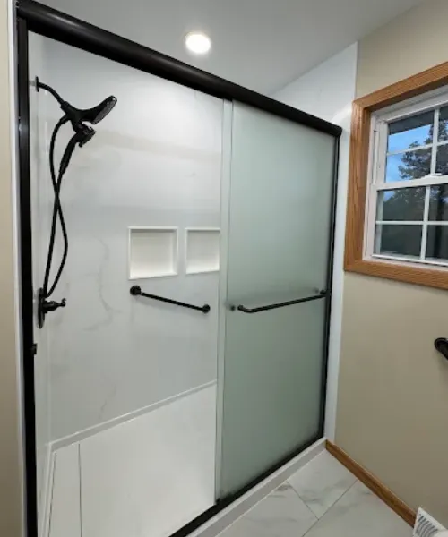 Newly installed glass shower
