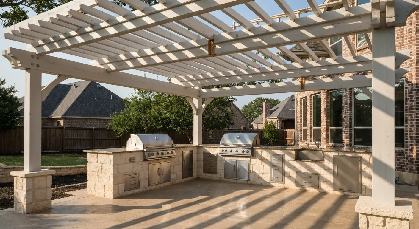 Pergola over outdoor kitchen