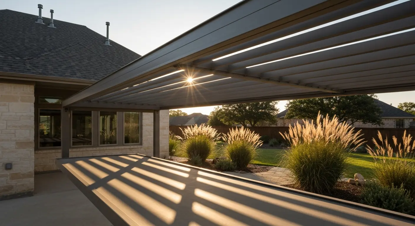 Louvered pergola construction