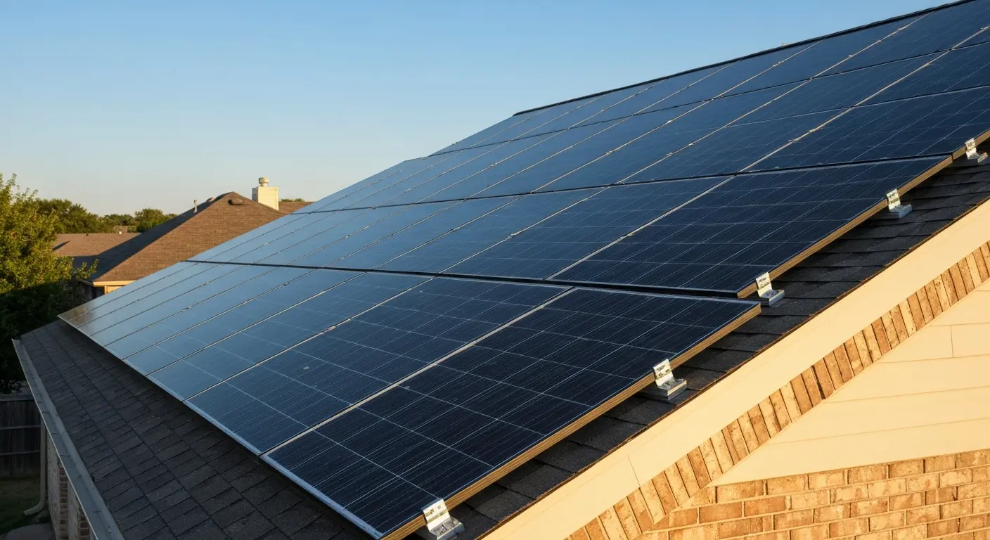 Solar panel installation on roof