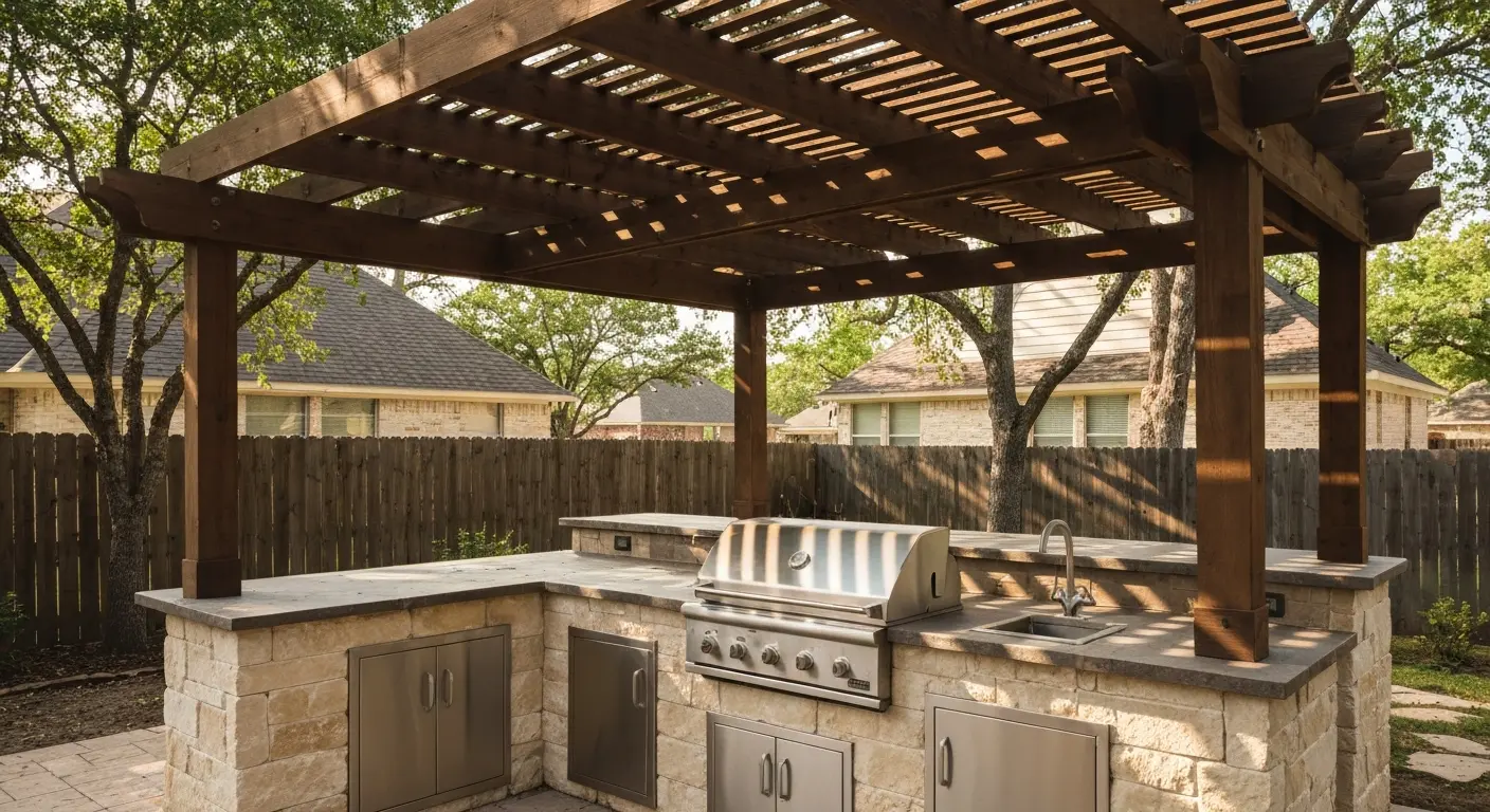 Pergola with outdoor kitchen