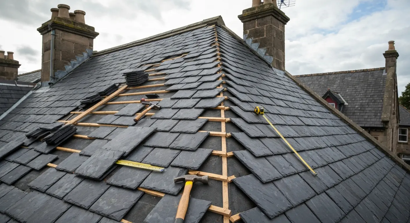 Roof restoration on residential home