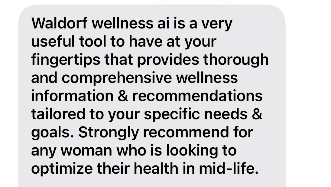 Beth testimony on Waldorf Wellness AI