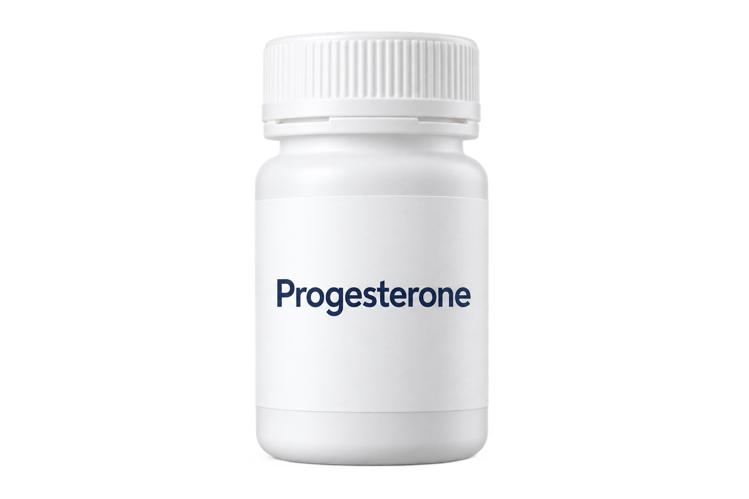 Progesterone pill bottle illustration; packaging may vary