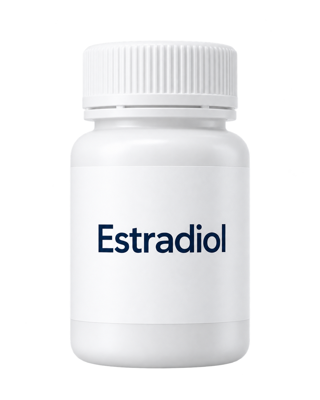 Estradiol pill bottle illustration; packaging may vary