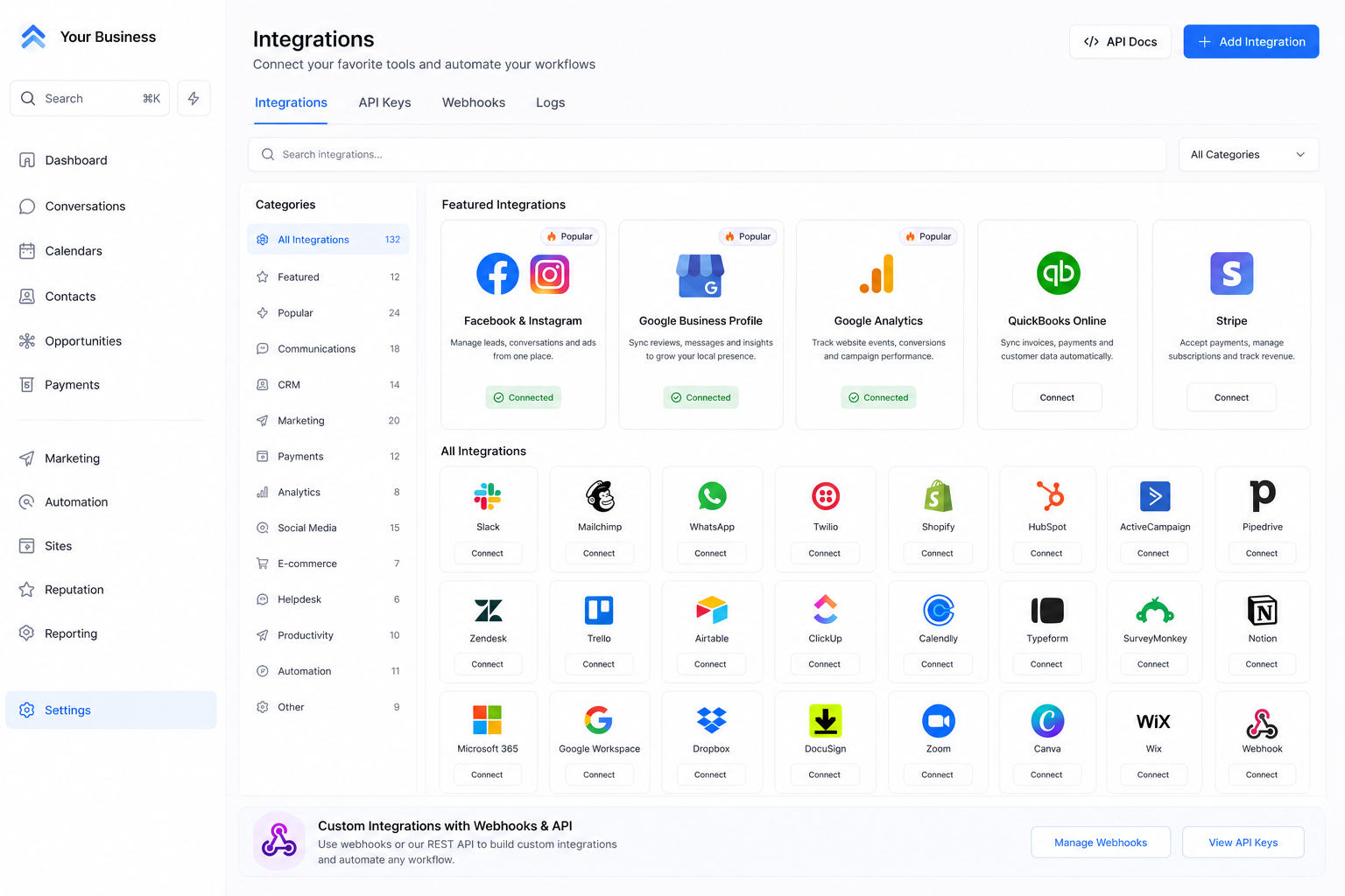 API & Webhook Integrations