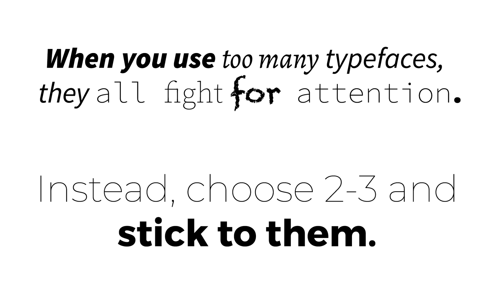 Too Many Typefaces Example
