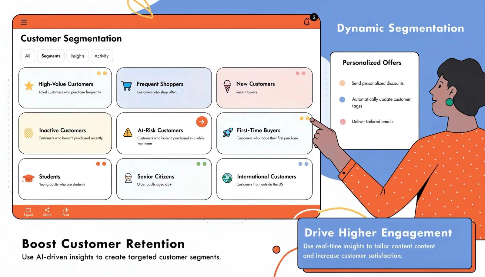 Illustration of customer segmentation features in marketing automation software for enhanced retention