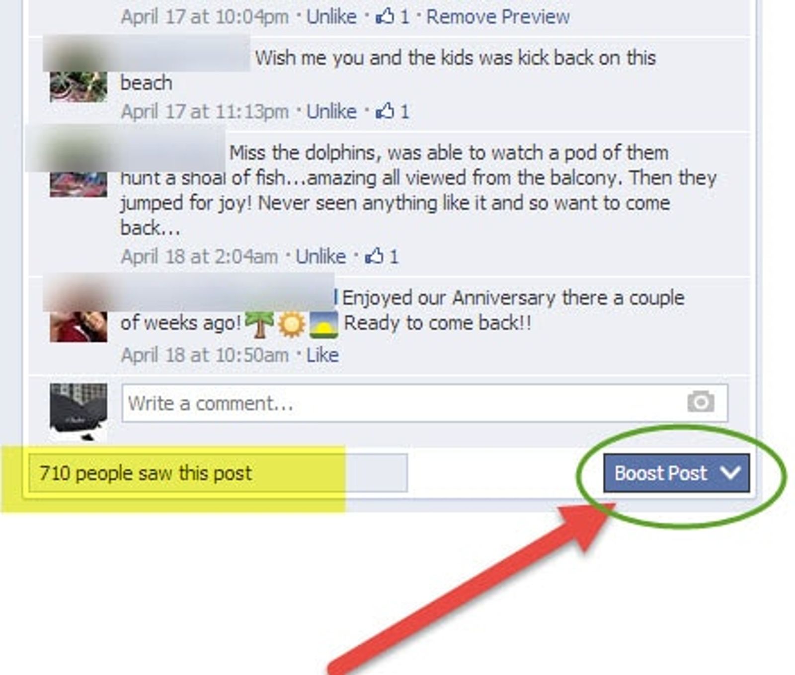 Comments on Facebook and Boosting Posts
