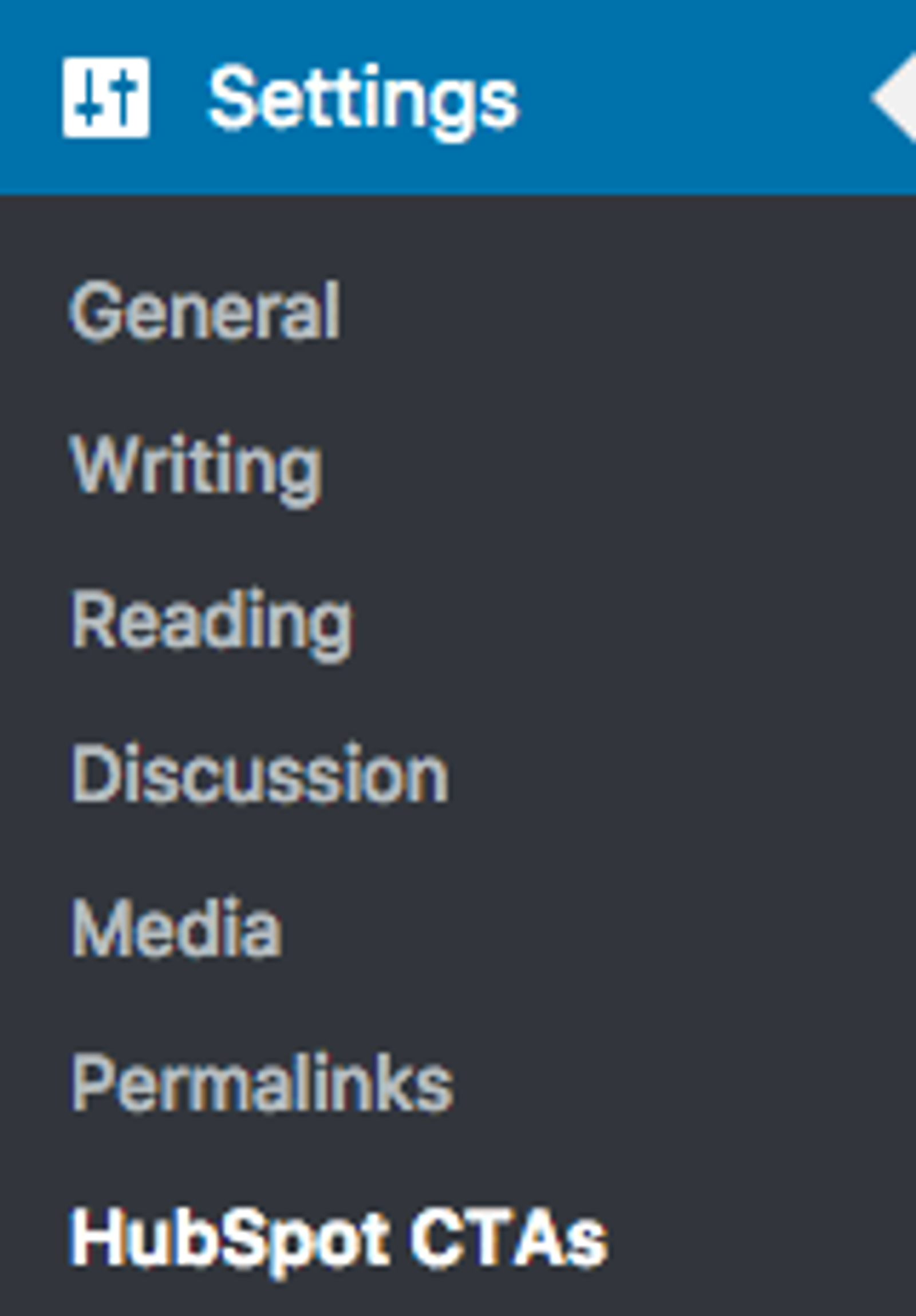 HubSpot CTAs in WordPress menu location