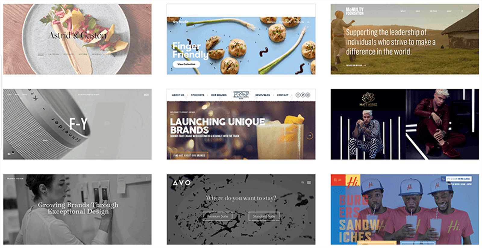Examples of designs using hero images