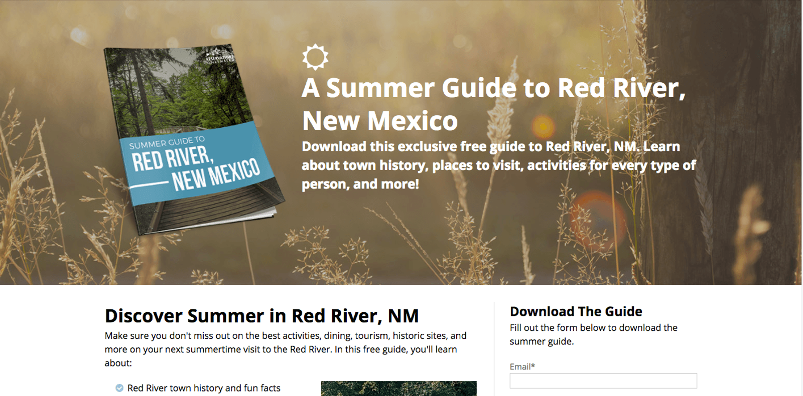 Landing page example with a good headline