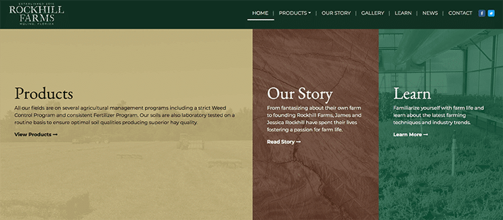 Rockhill Farms split screen layout