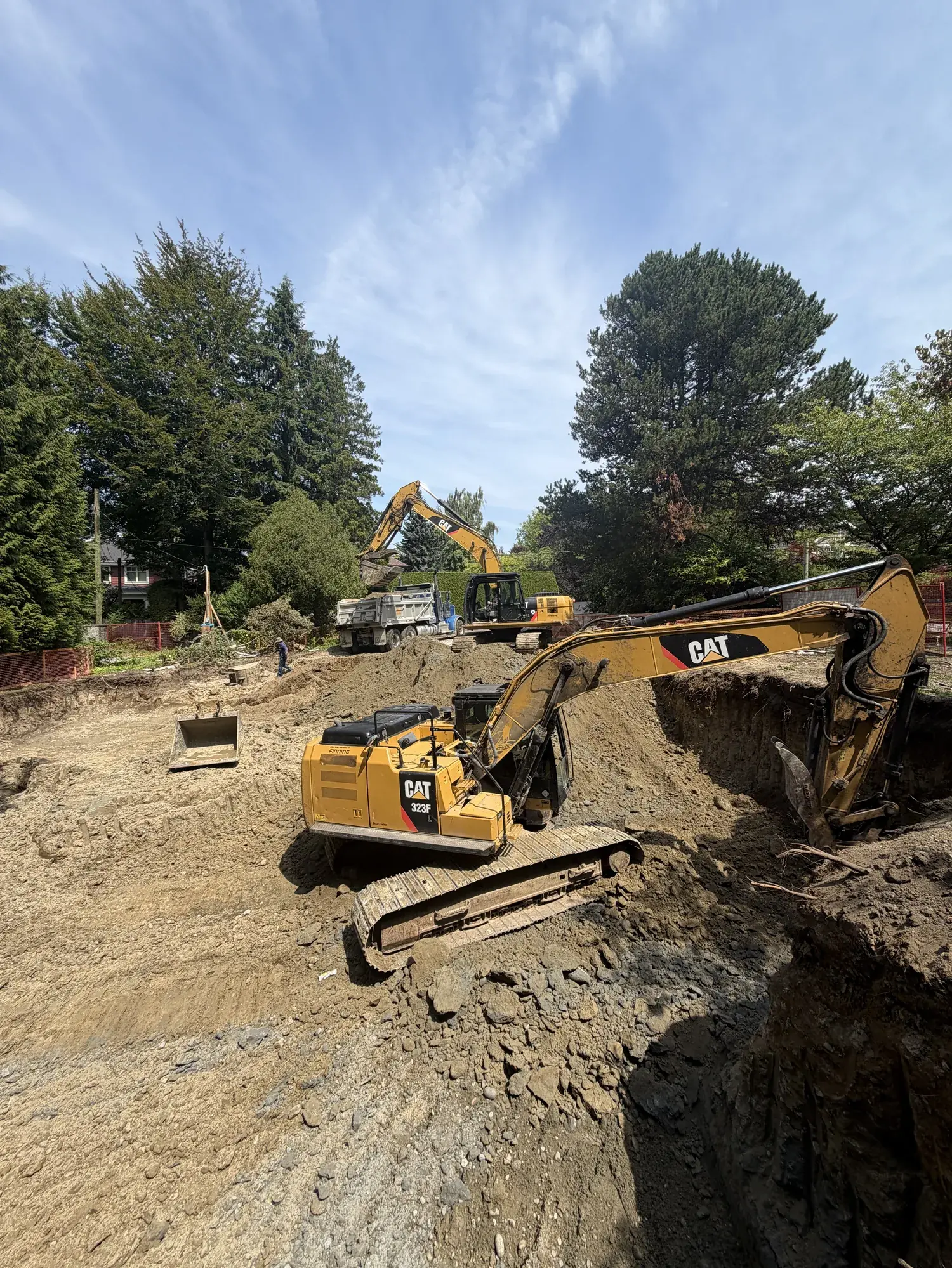 Deep foundation excavation ready for concrete pour in Richmond BC