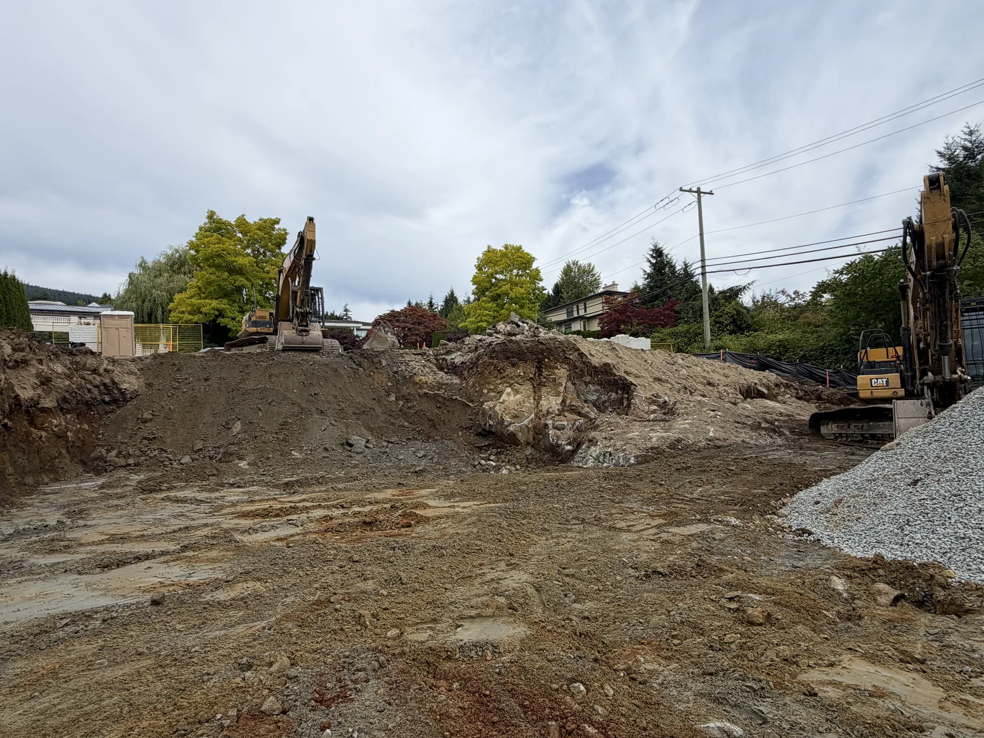 Foundation dig progress on a Richmond BC residential lot