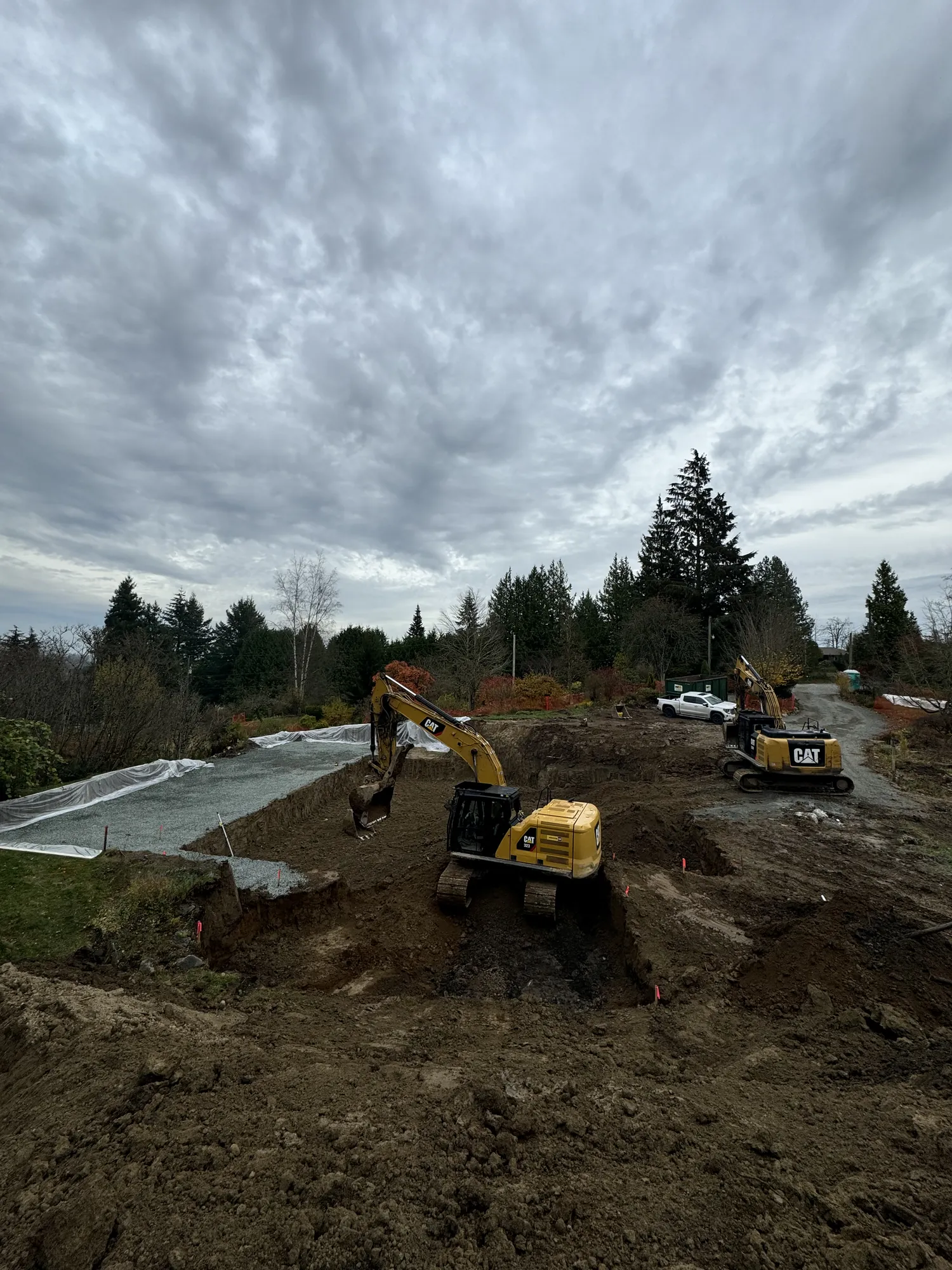 Deep foundation cut with access ramp in Richmond BC