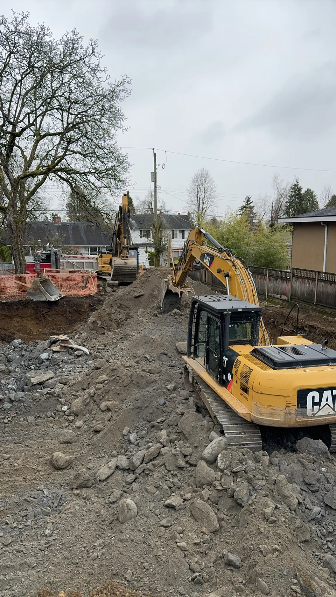 Deep excavation for a new home foundation in Richmond BC