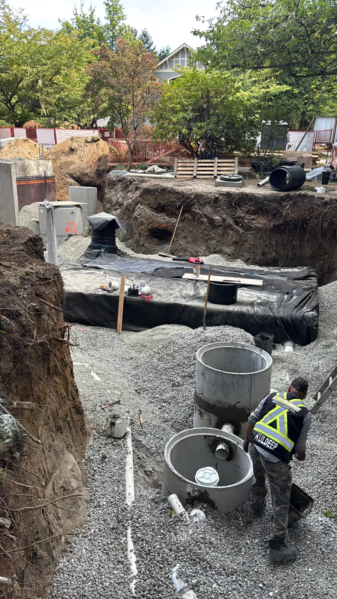 Utility trench excavation on a Burnaby BC site