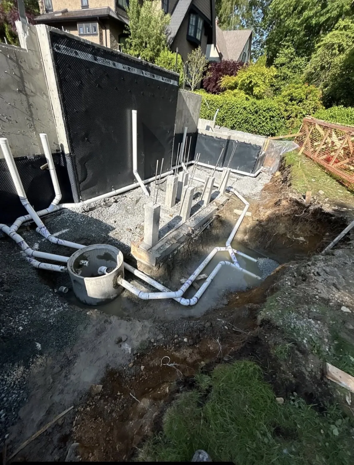 Utility pipe bedding set to grade in Burnaby BC