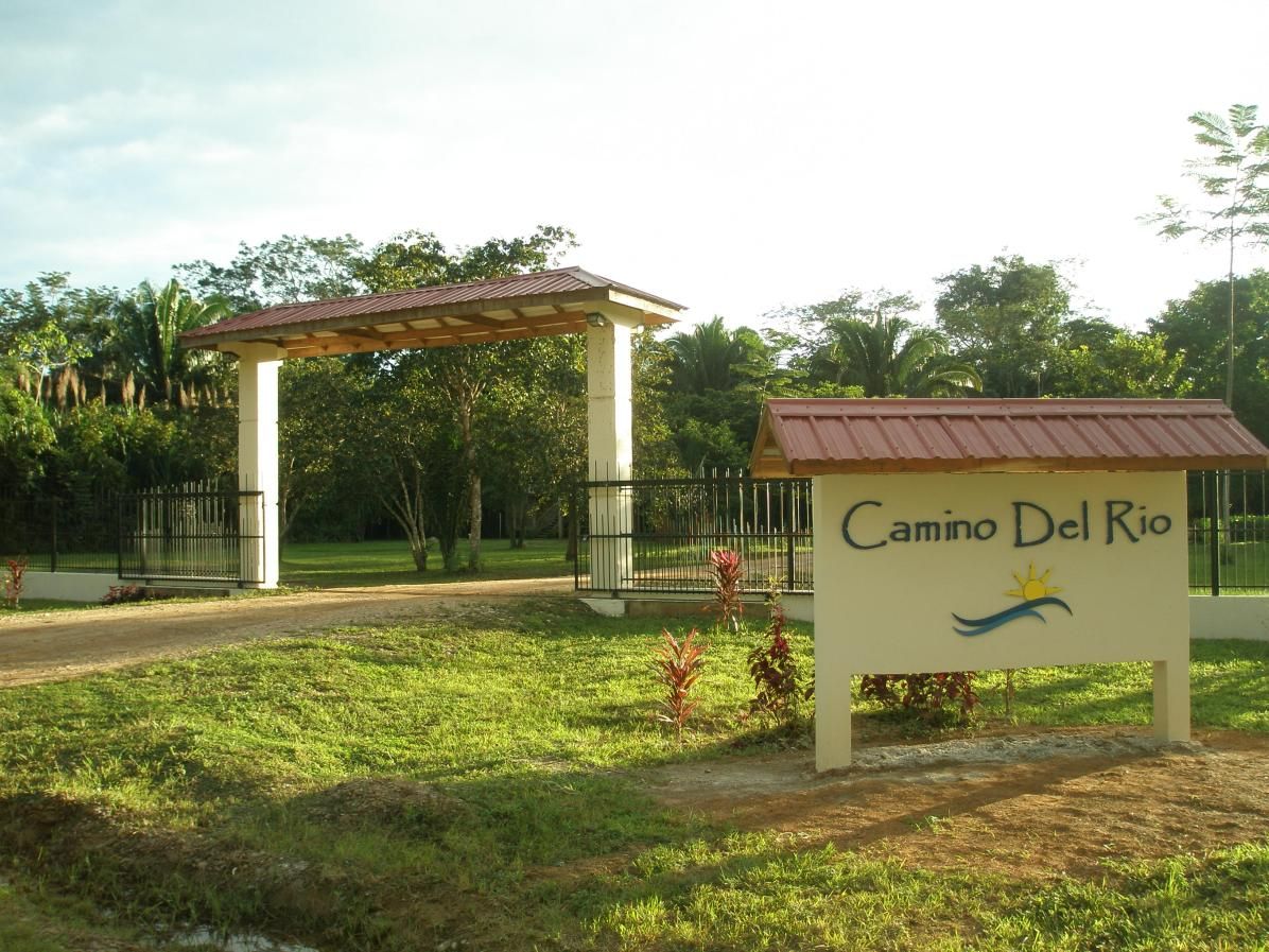 Front entrance gate and sign