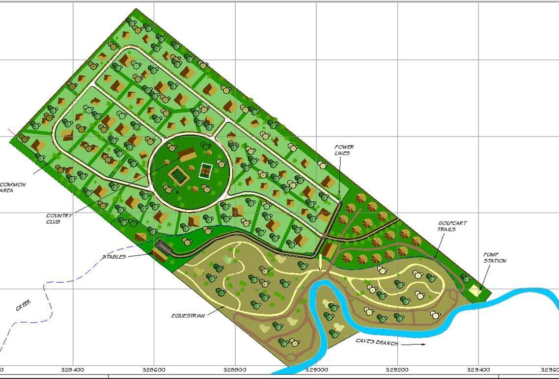 Master plan showing residential and recreation areas