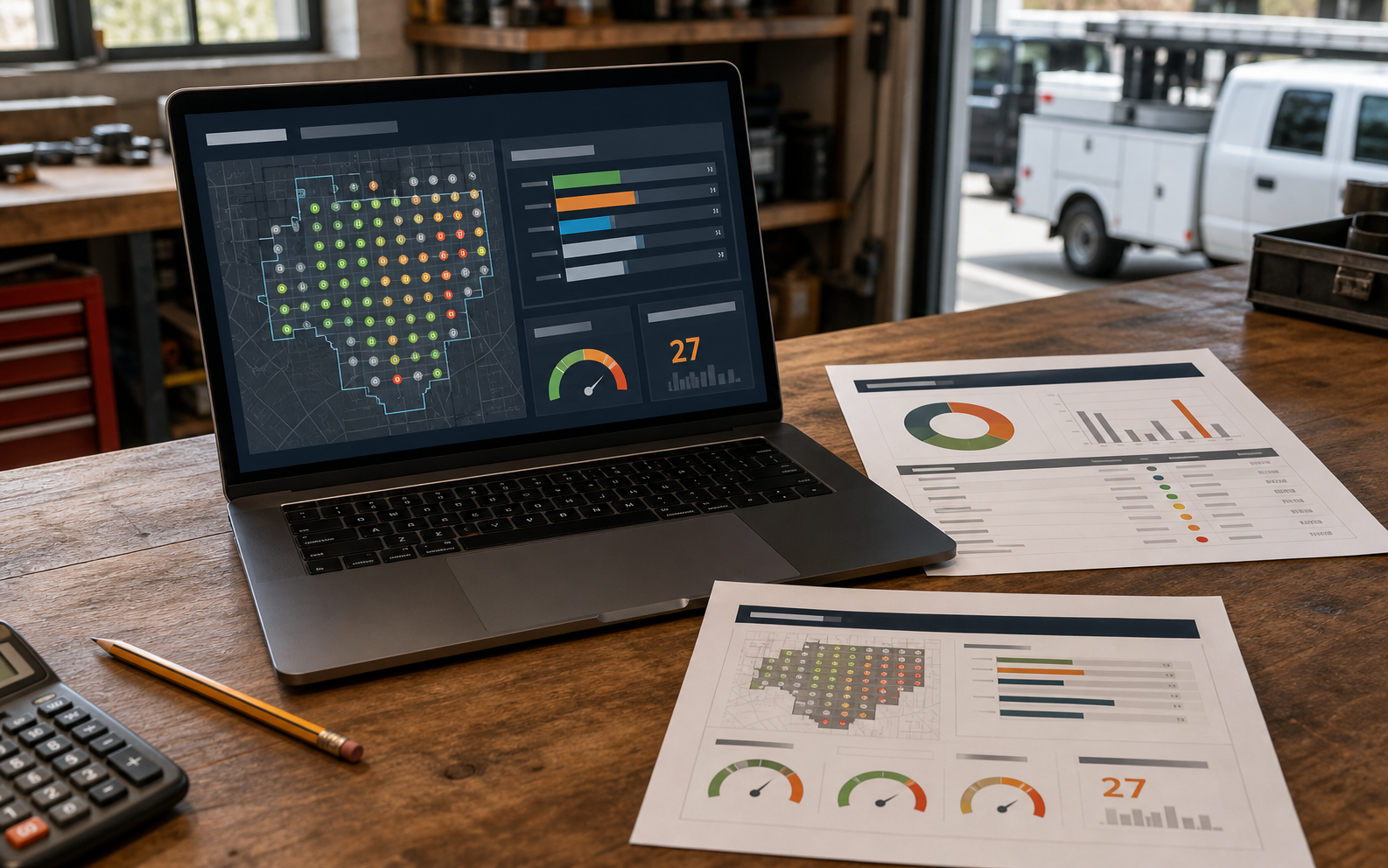 Personalised lead-bleed report displayed on a laptop and printed pages