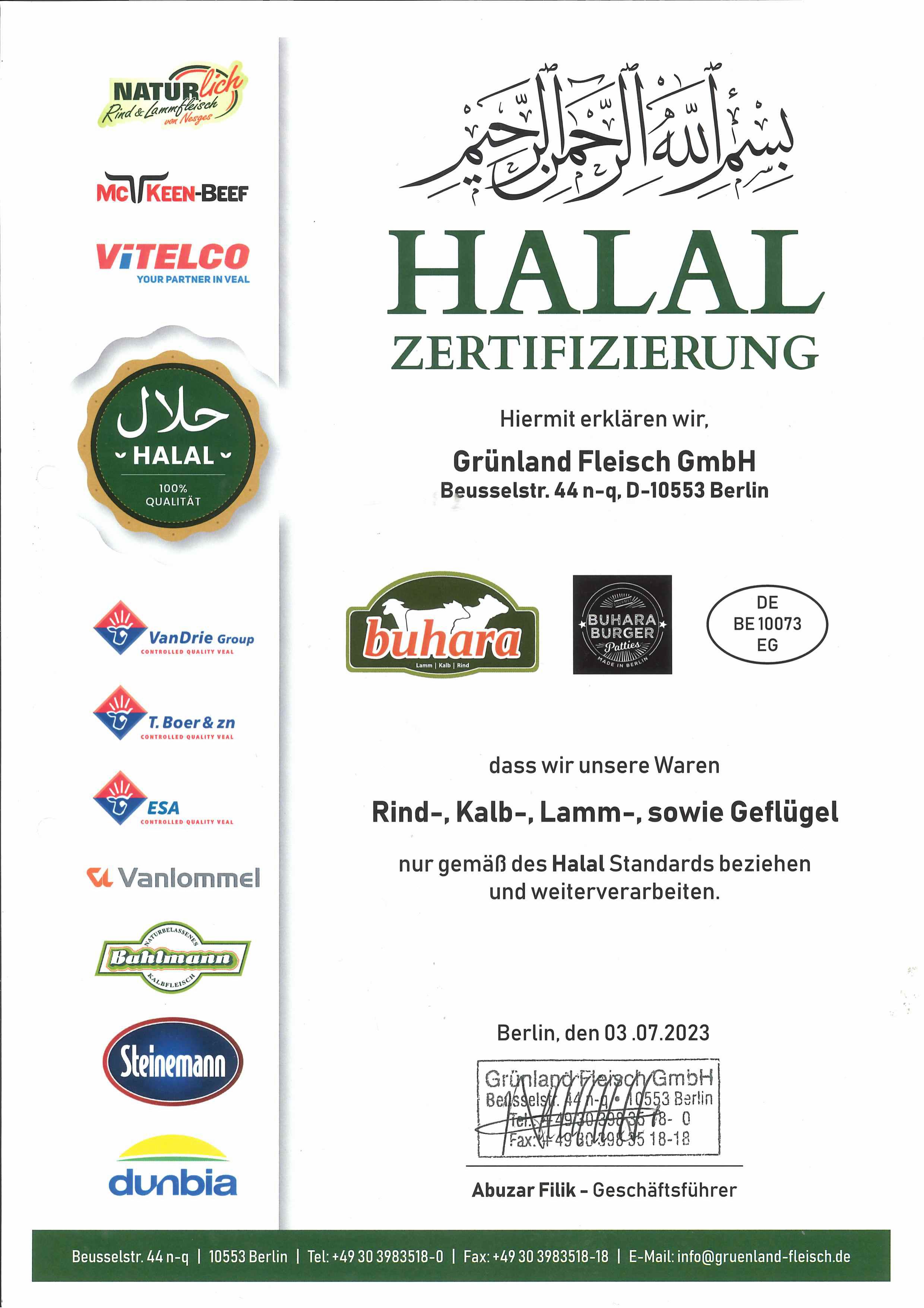 Halal Zertifizierung Doyum
