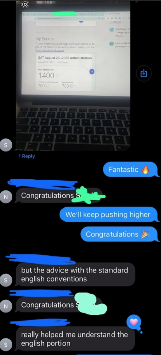 Text message testimonial
