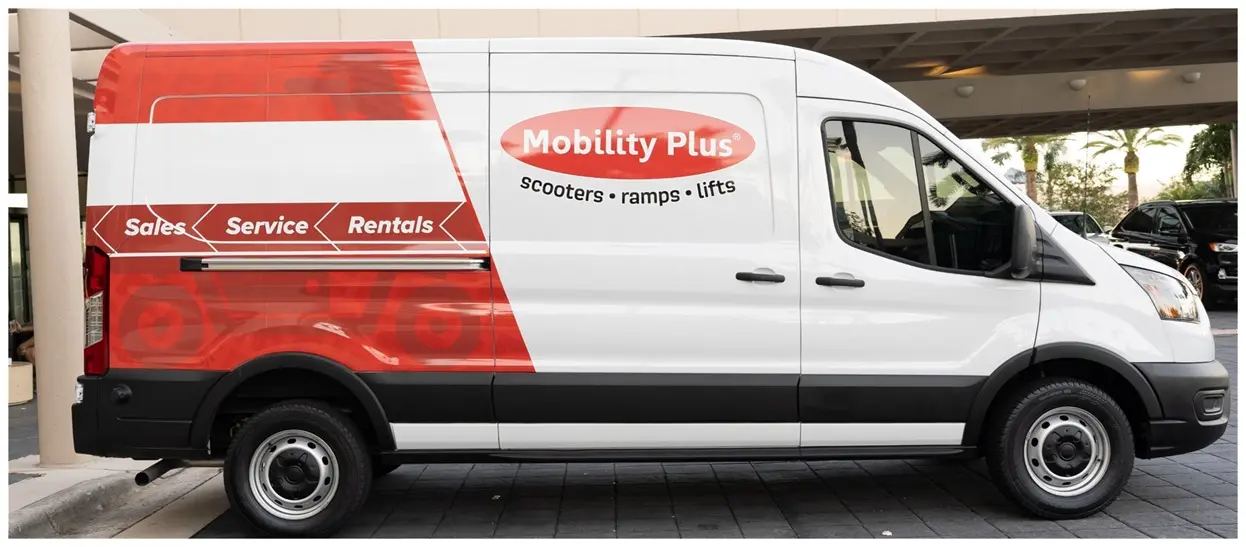 Mobility Plus Home Services branded van – mobile showroom for accessibility solutions