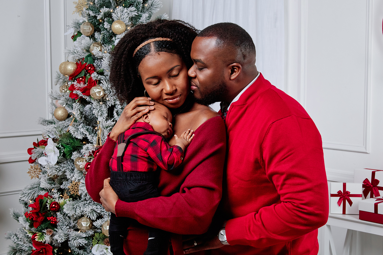 Studio Portrait of Couple Smiling and Holding Eachother