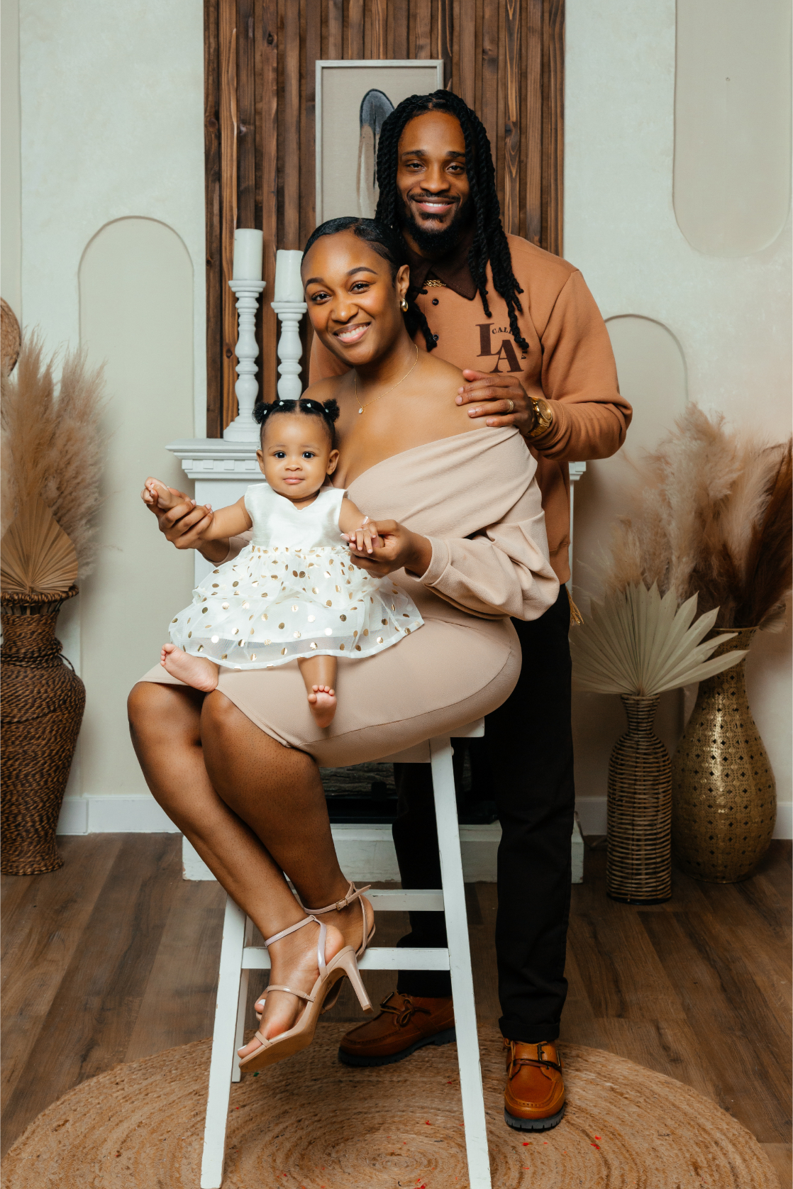 Studio Portrait of Couple Smiling and Holding Eachother