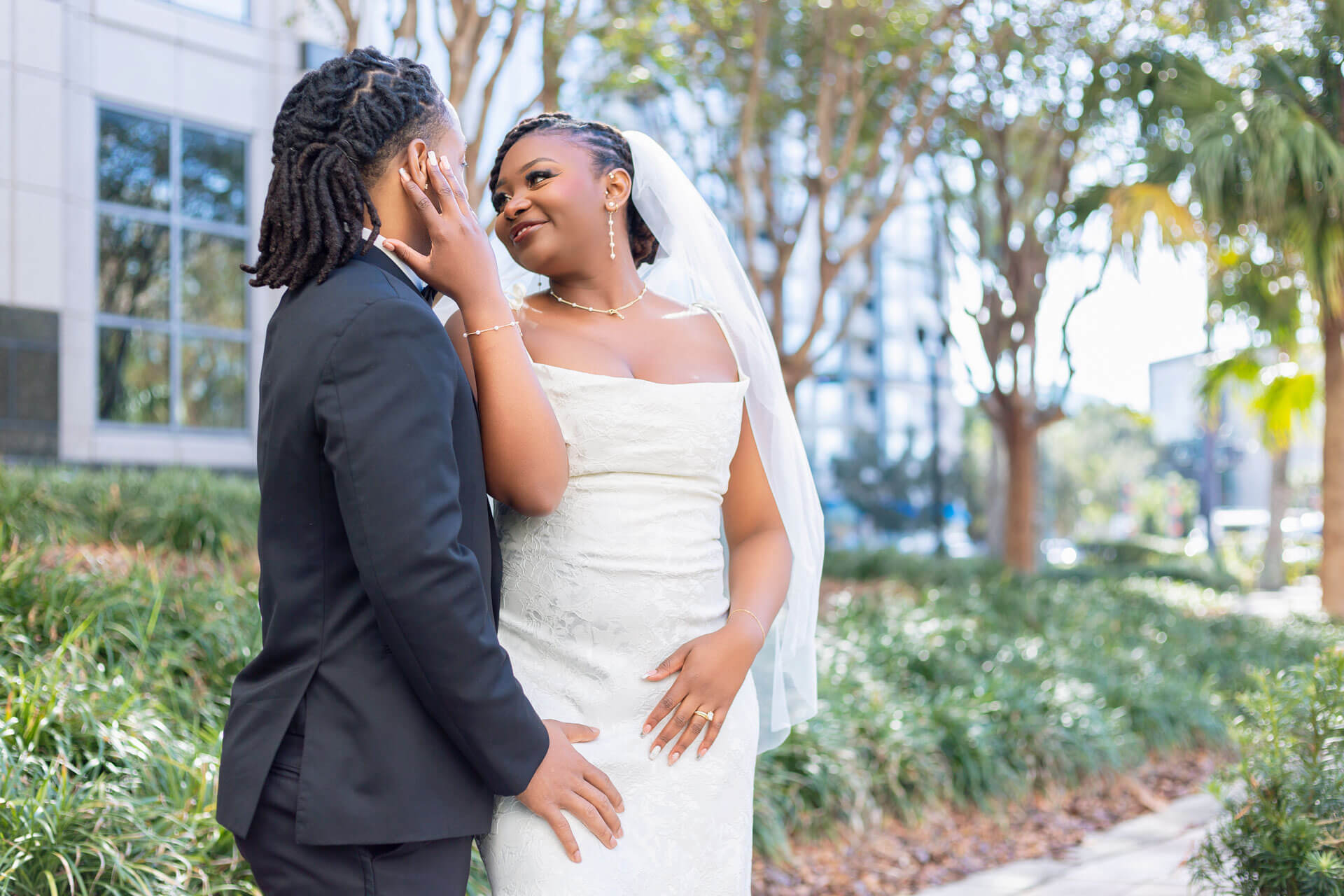 Wedding couple at Orange County Courthouse in Orlando FL