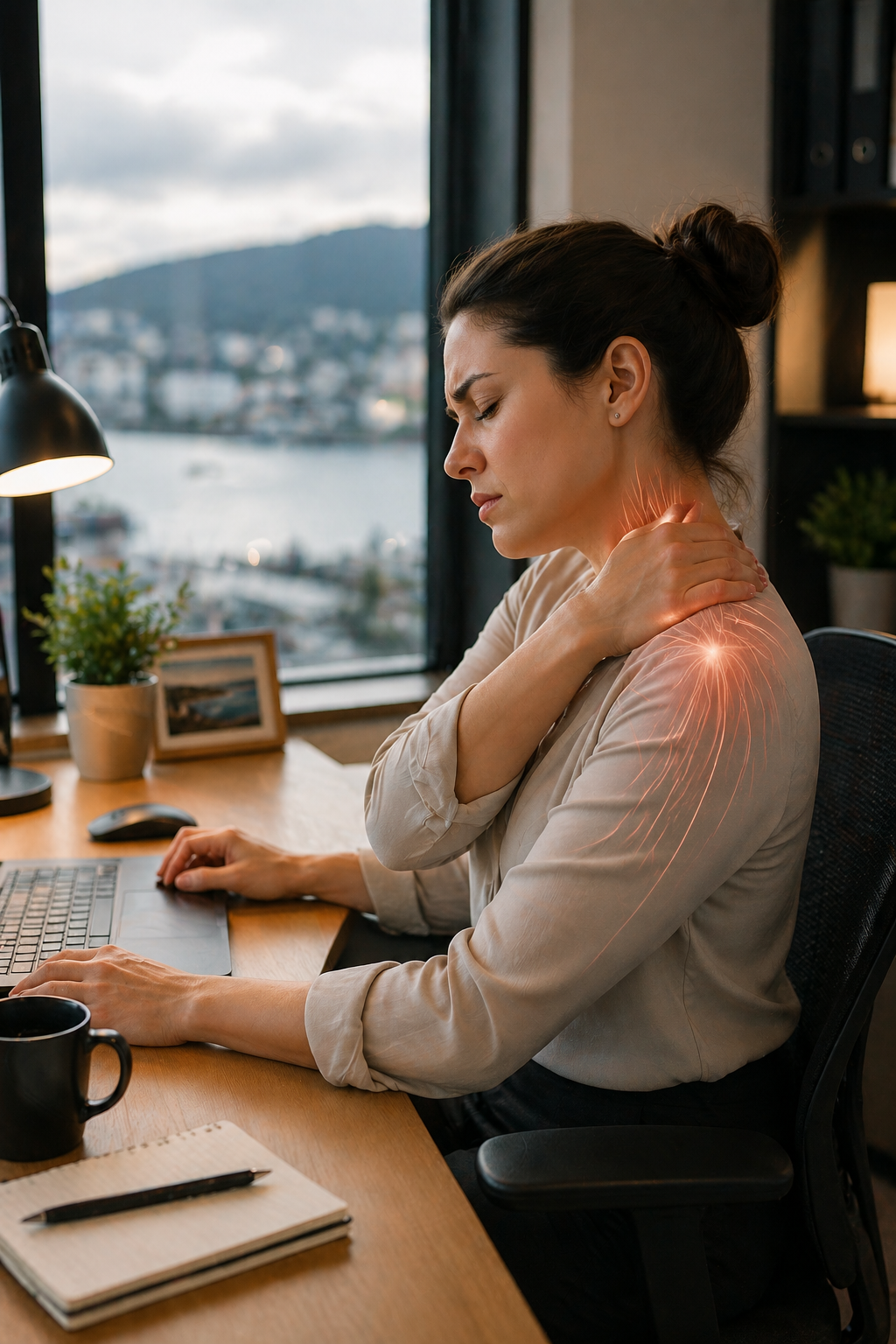 neck and shoulder pain office workers Nanaimo massage treatment