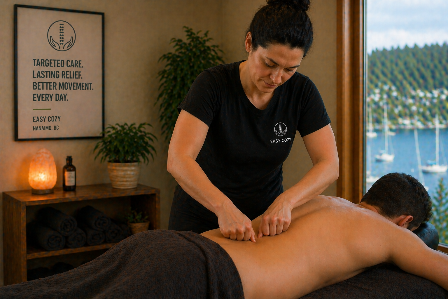 acupressure back pain treatment session Easy Cozy Nanaimo