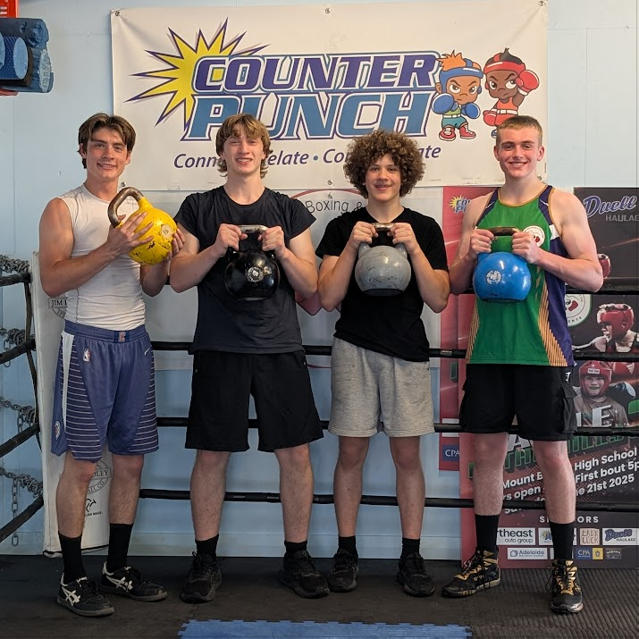 CounterPunch group holding kettlebells