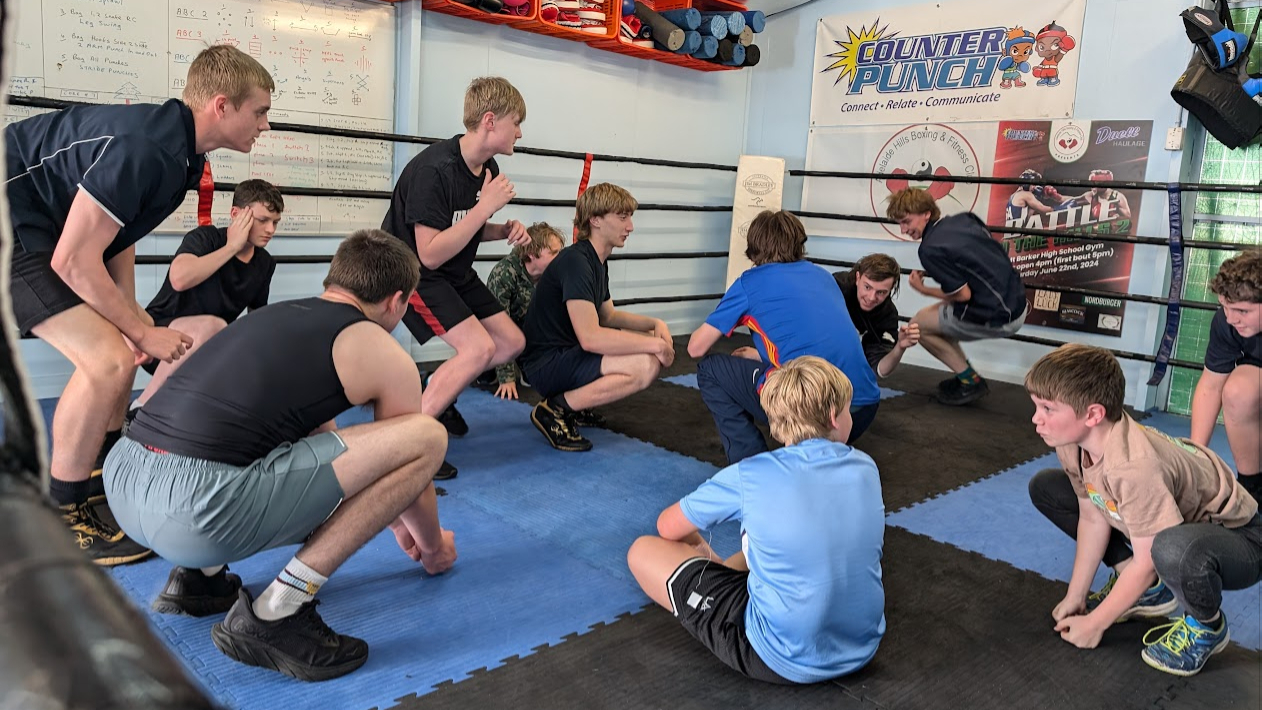 Teenagers doing a structured group drill