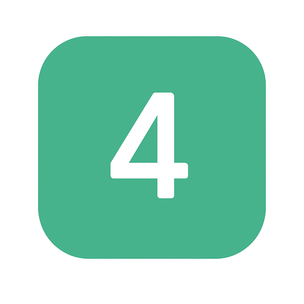 Green square icon with white number 4