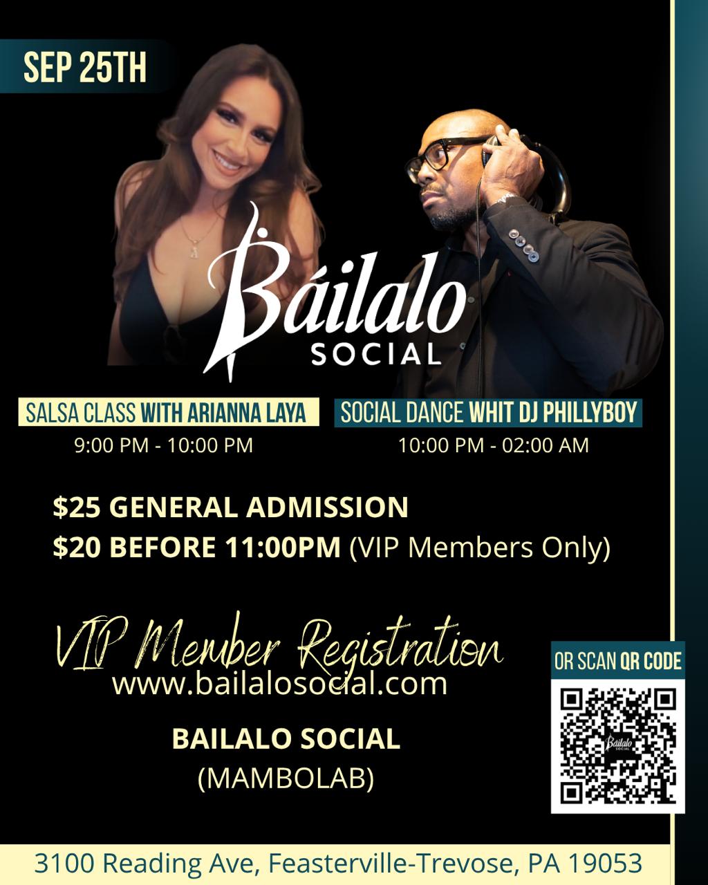 Flyer for the next Bailalo Social