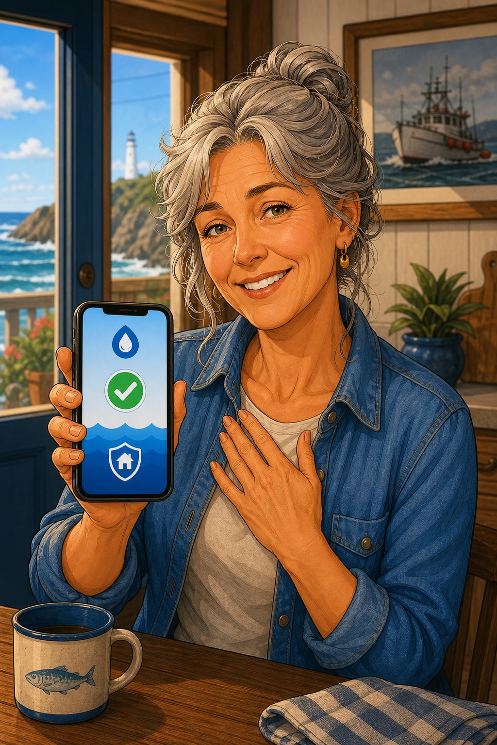 June feeling relieved that her Point Arena, California home has a safer shutoff and monitoring plan