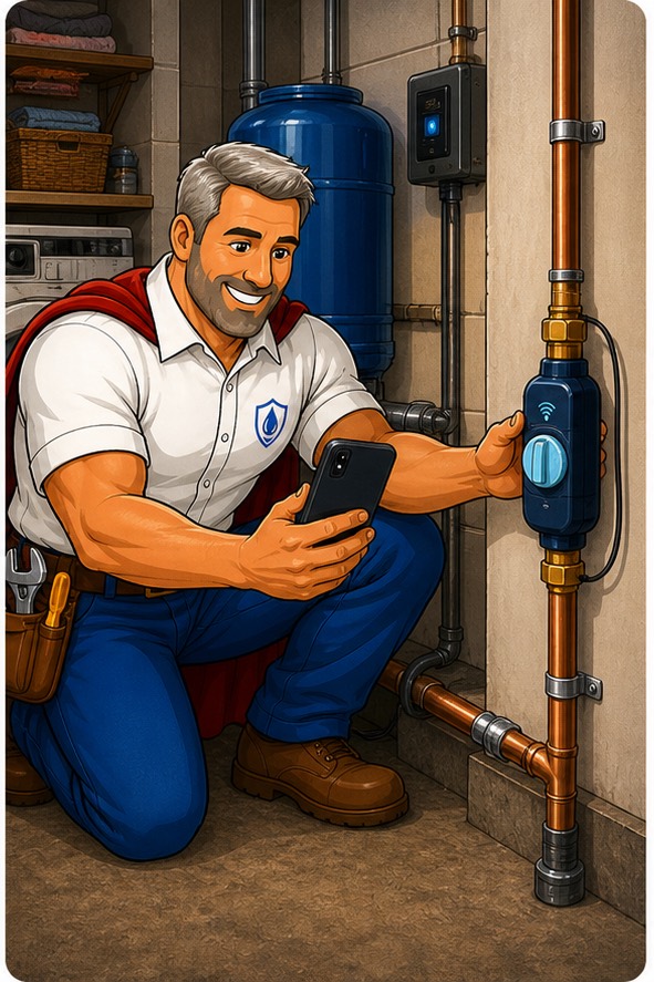 Ian handling Moen Flo Smart Shutoff Installation in Cleone, California