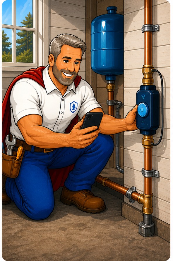 Ian handling Moen Flo Smart Shutoff Installation in Caspar, California