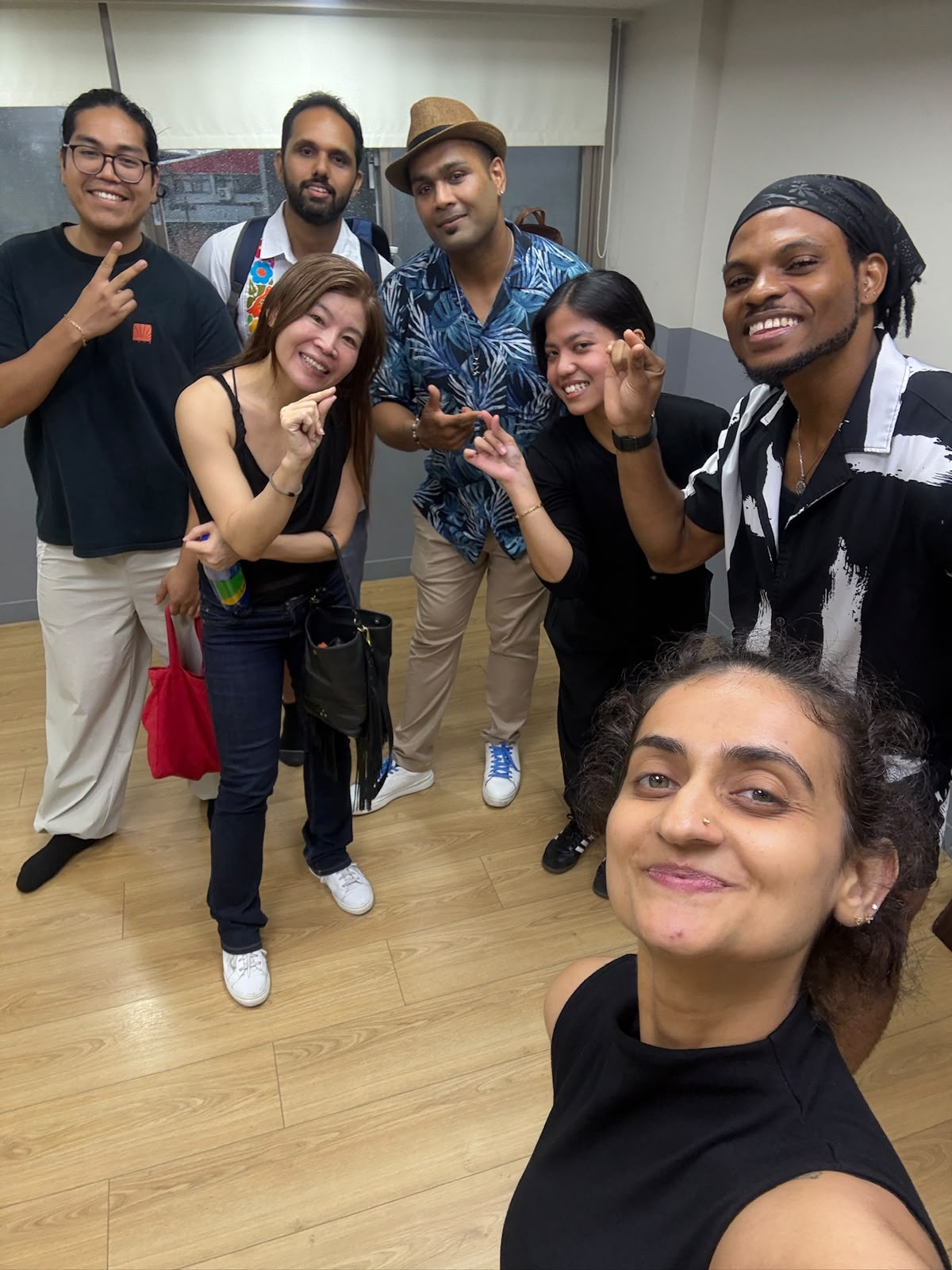 Students gathered with Matangi after a dance class in Taipei