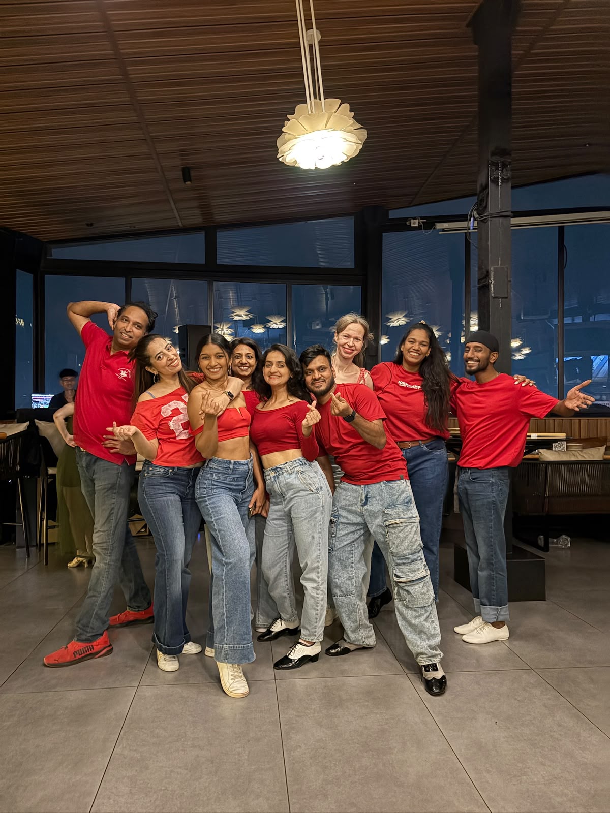 Matangi's dance team together after a performance night