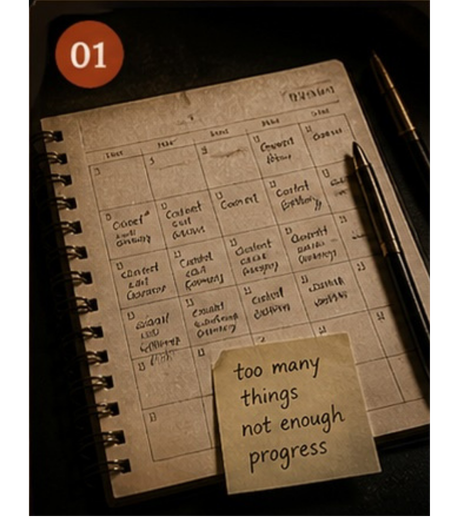 Calendar covered in handwritten notes