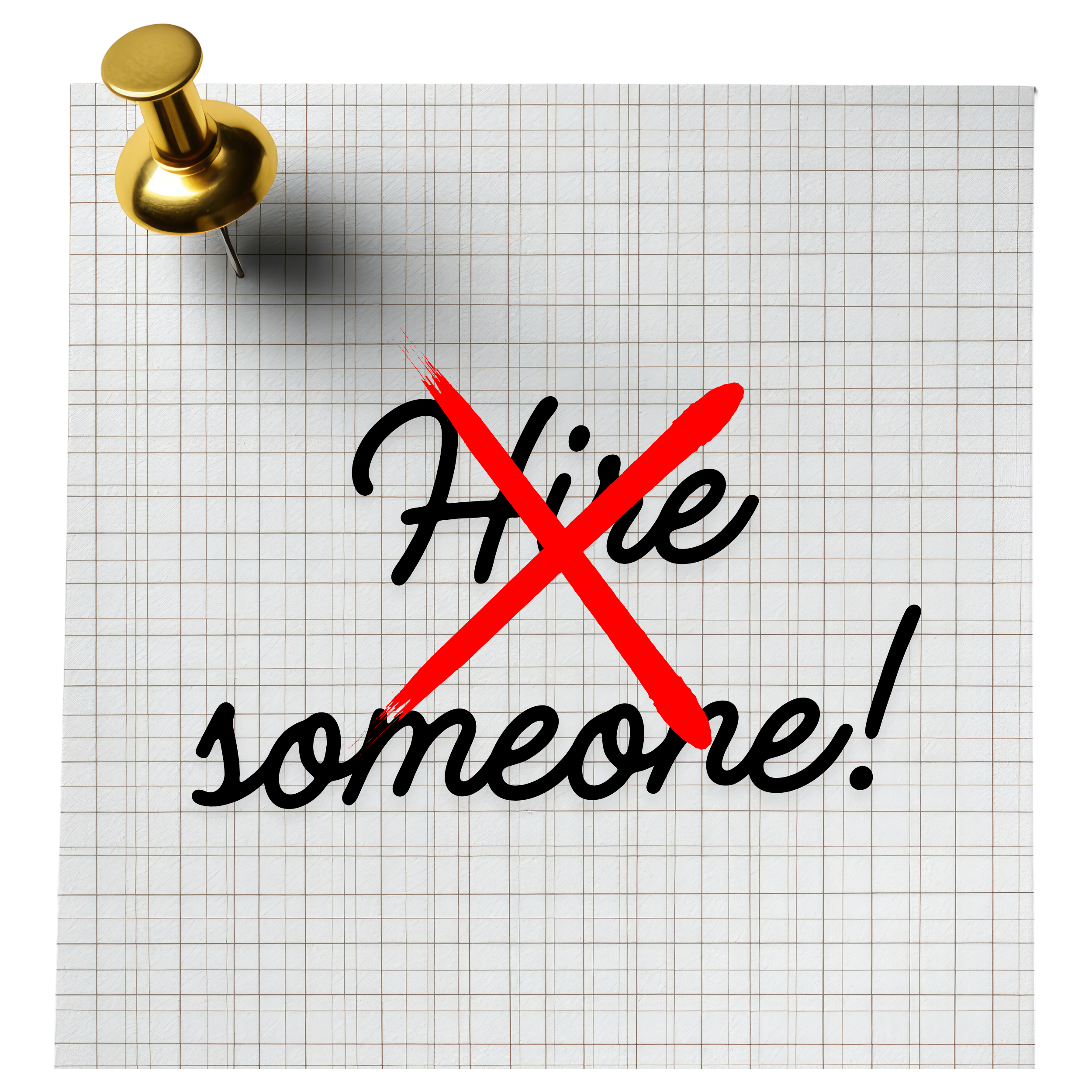 Hire someone — crossed out