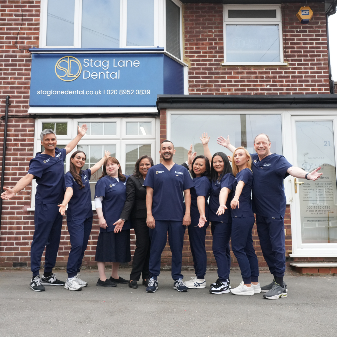 The Stag Lane Dental team welcoming you outside the practice
