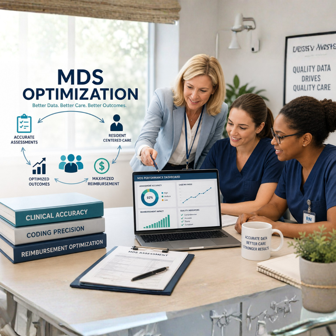 Healthcare leadership team collaborating around a conference table