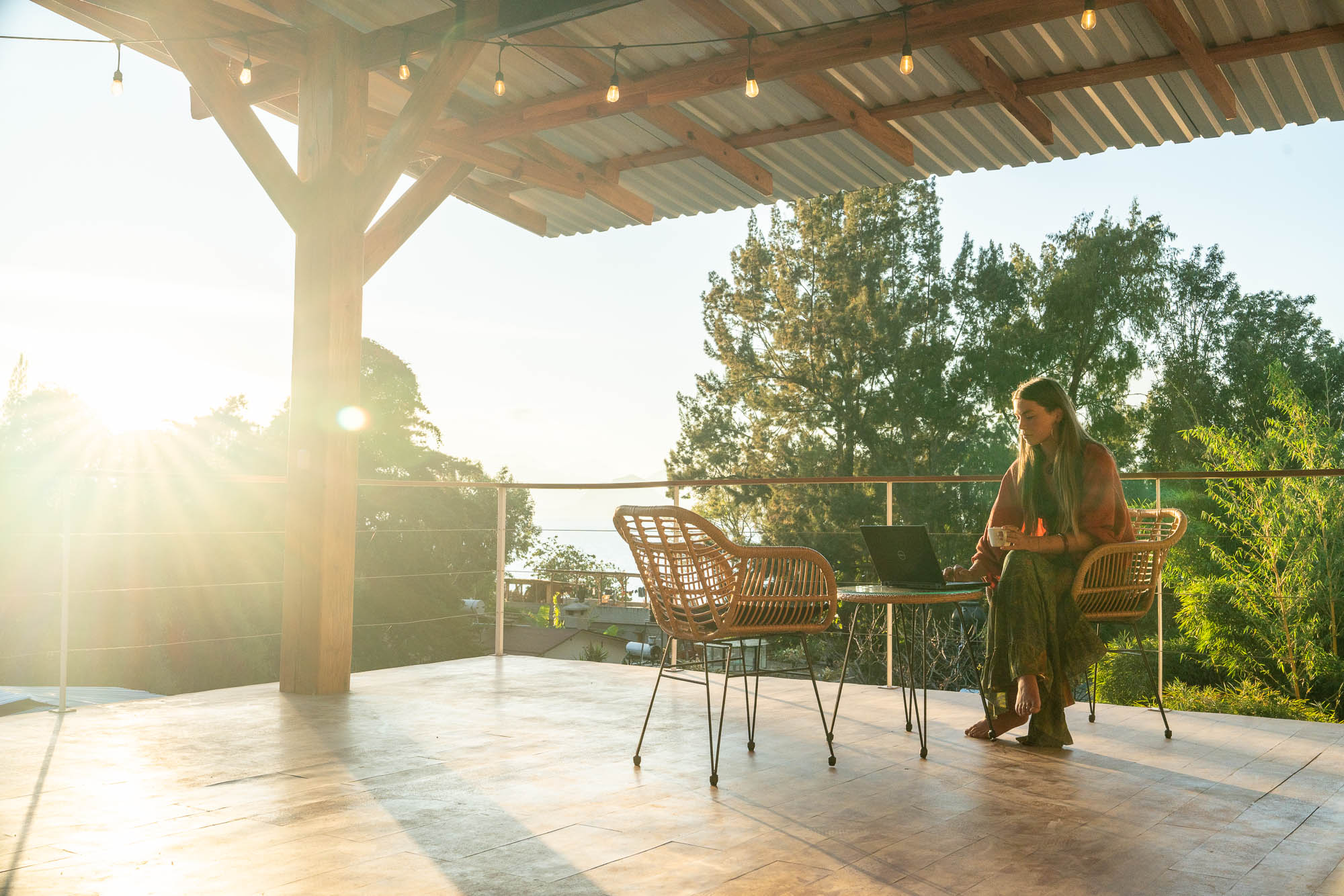 Working on roof at sunrise