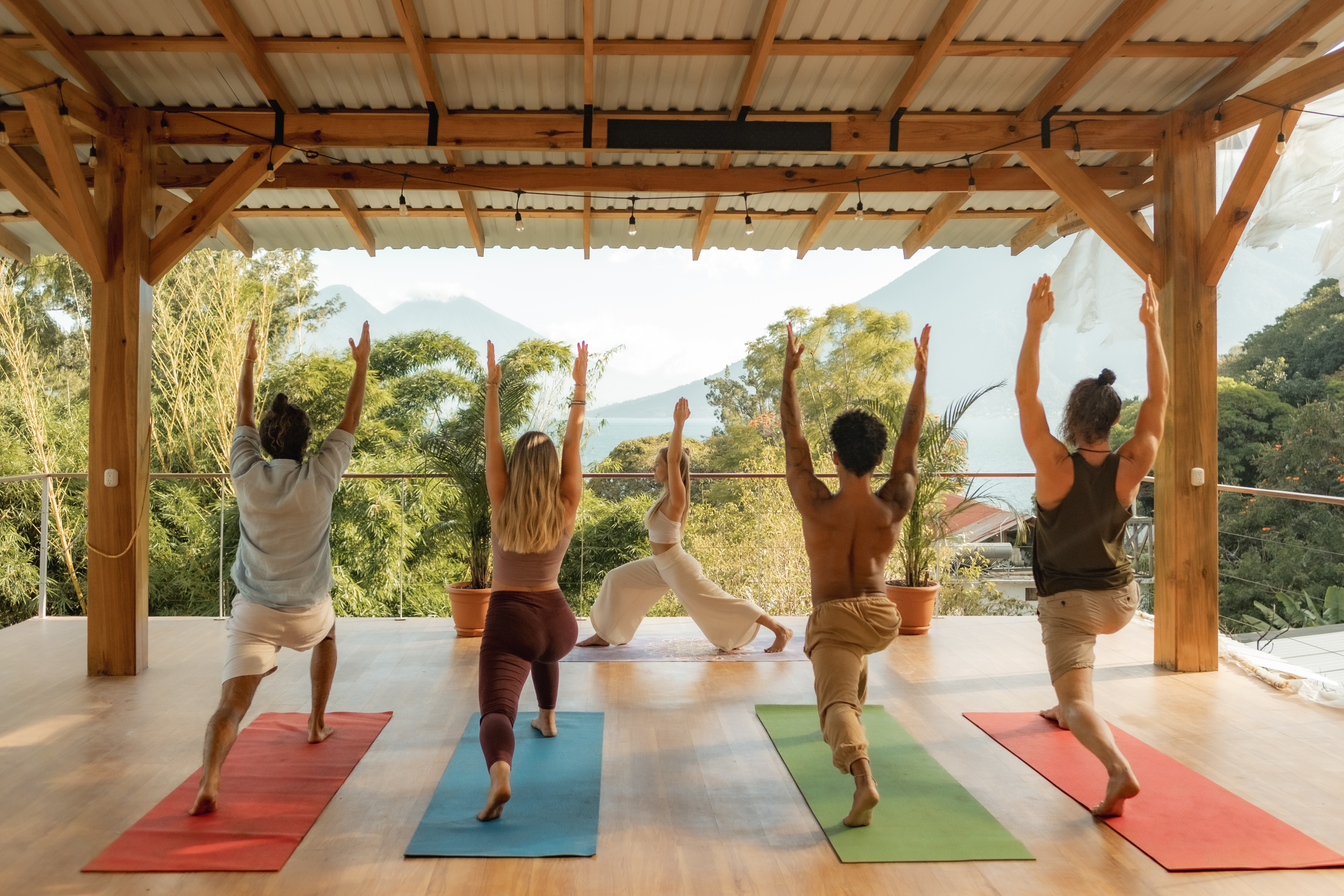 Yoga with volcano views