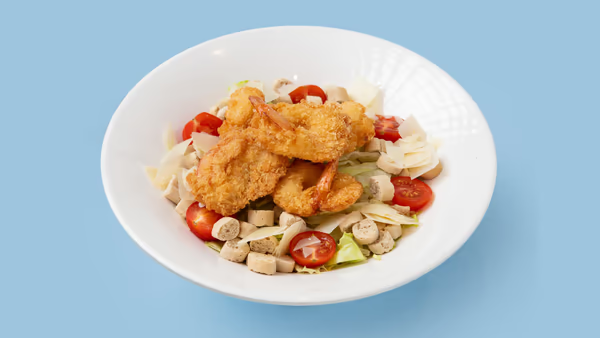 Caesar Salad With 5 crispy Prawns